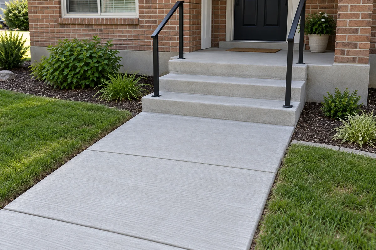 Concrete walkway and entrance steps